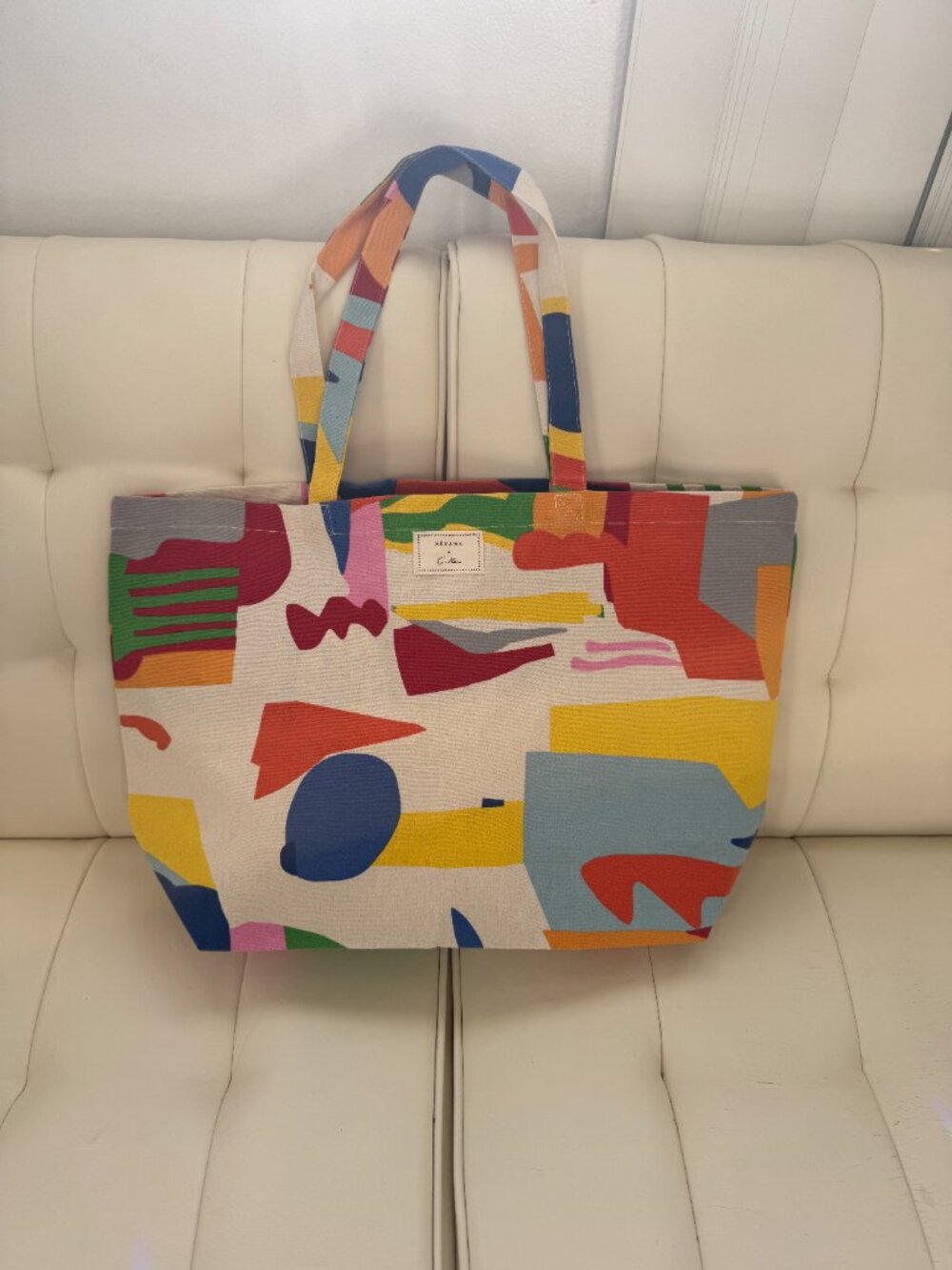 Sezane x G. Kero limited edition geometric print tote bag, multicolor, NWOT